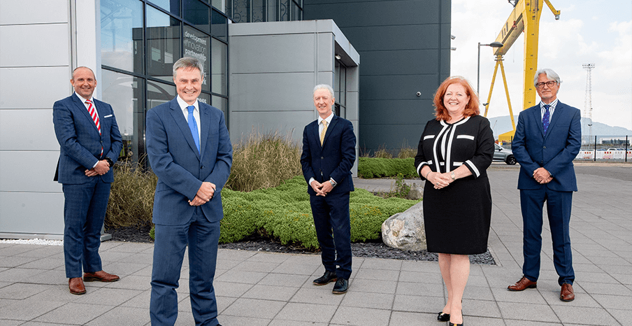 Pictured (L-R) is Mark Huddleston, joint CEO, Makers Alliance with Economy Minister Paul Frew; Sir Michael Ryan CBE, Vice President and General Manager, Spirit Aerosystems; Rose Mary Stalker, Chair, Invest NI and Mark Nodder, joint CEO, Makers Alliance.